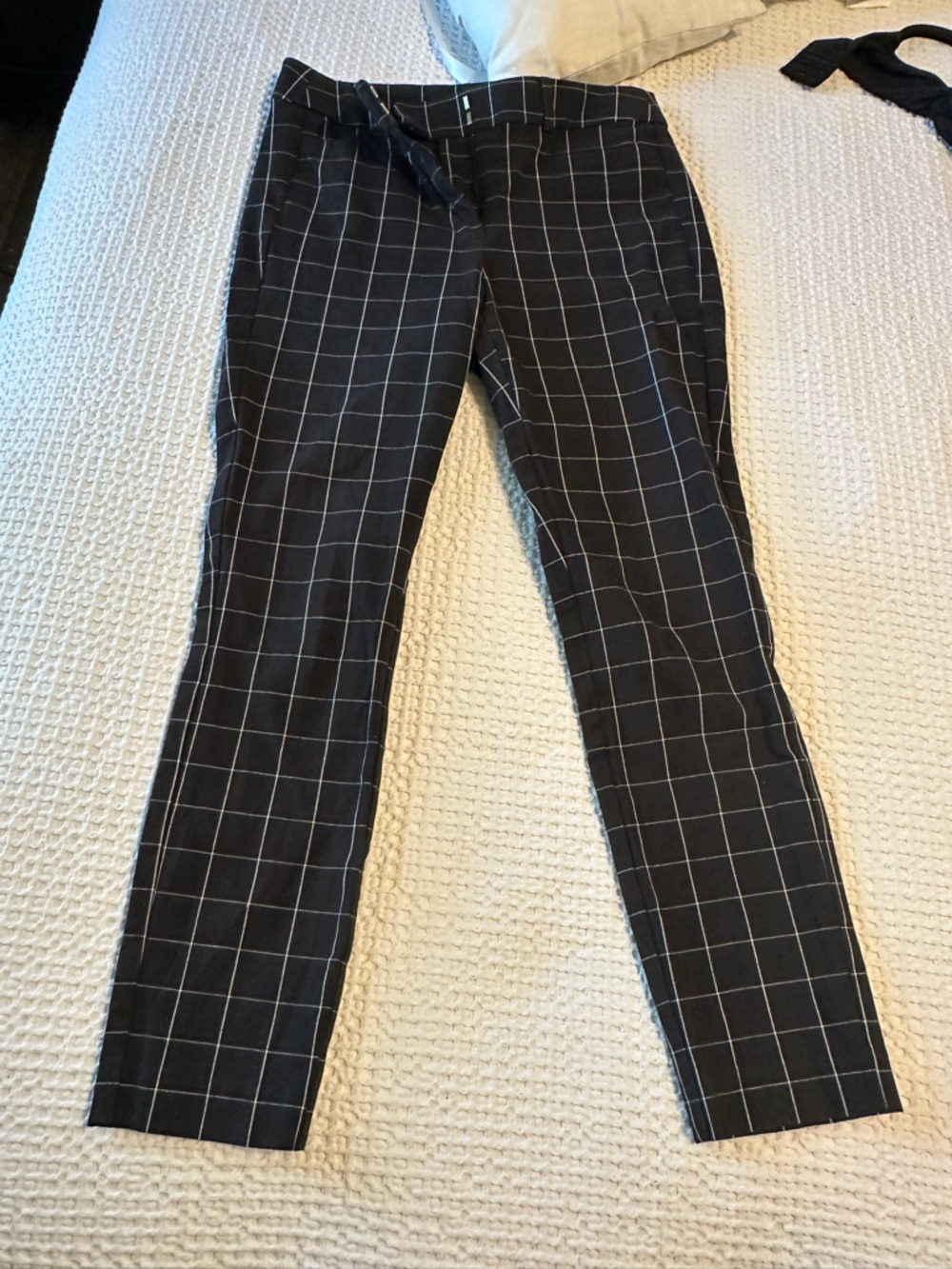 Loft High Waisted Black Windowpane Dress Pants size 2